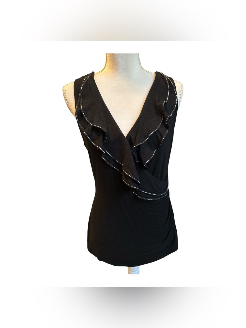 House Black Market Sleeveless Ruffled V-Neck Top #60